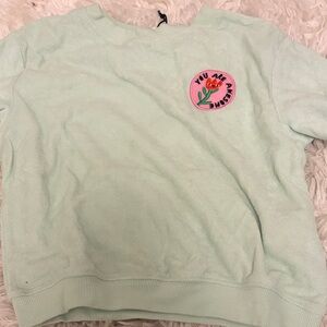 HM Terry Mint Green Kids Sweatshirt with Floral Patch